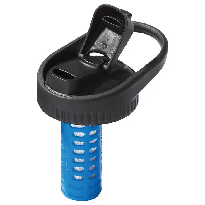 Close-up of Platypus DayCap In Water Bottle Filter with flip-top lid and integrated filtration system for wide-mouth bottles.  from  John Bull Clothing