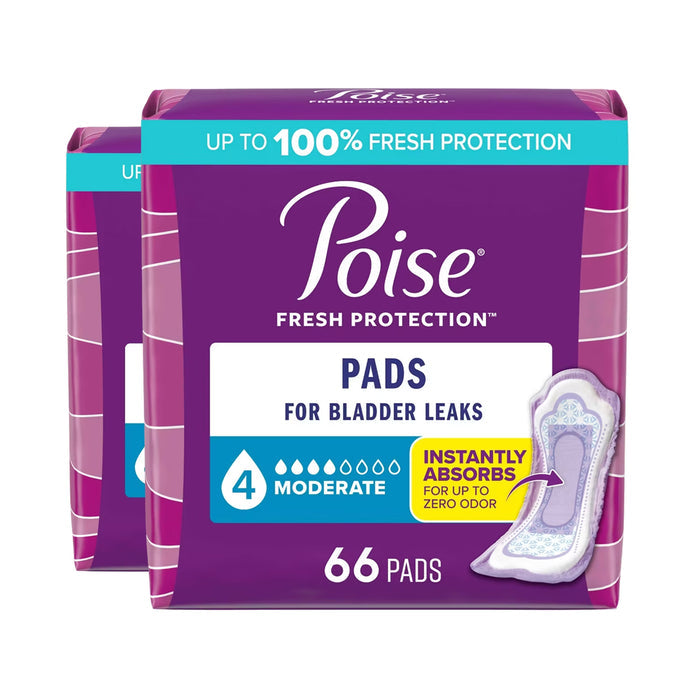 Poise Moderate Absorbency Pads - 66 Ct - 2 Pack