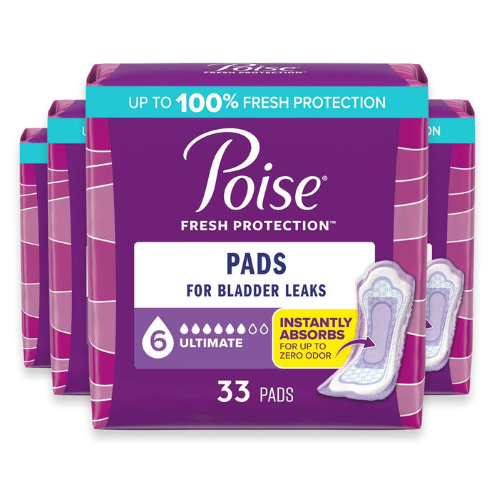 Poise Ultimate Absorbency Pads - 33 Ct - 4 Pack