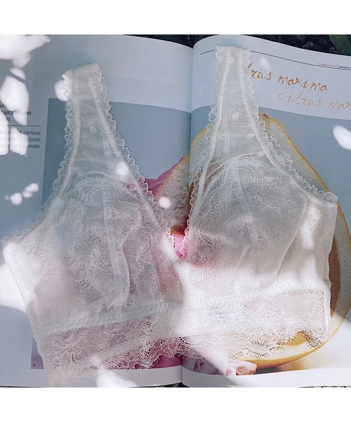 Polka Dot Long Bralette | White