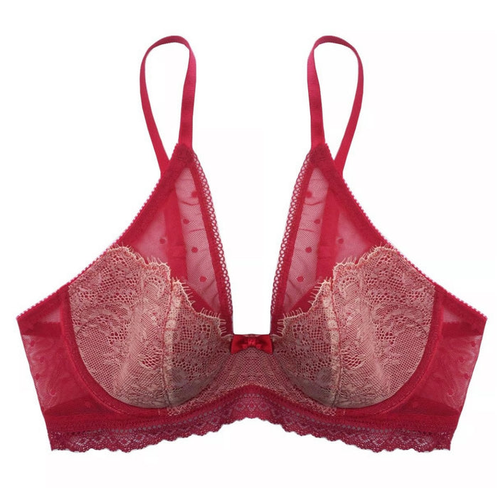 Polka Dot Plunge Underwire Bra | Berry