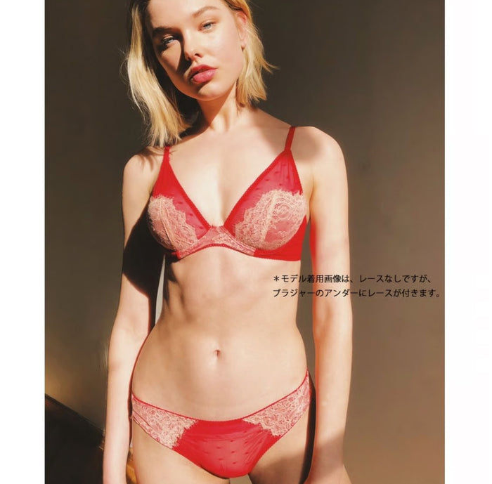 Polka Dot Plunge Underwire Bra | Berry