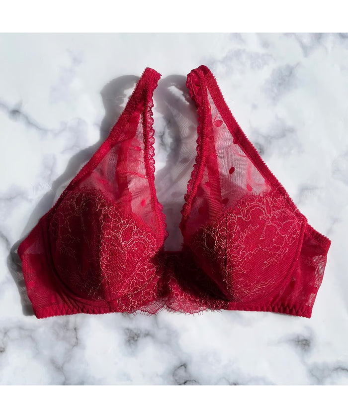 Polka Dot Underwire Bra | Berry