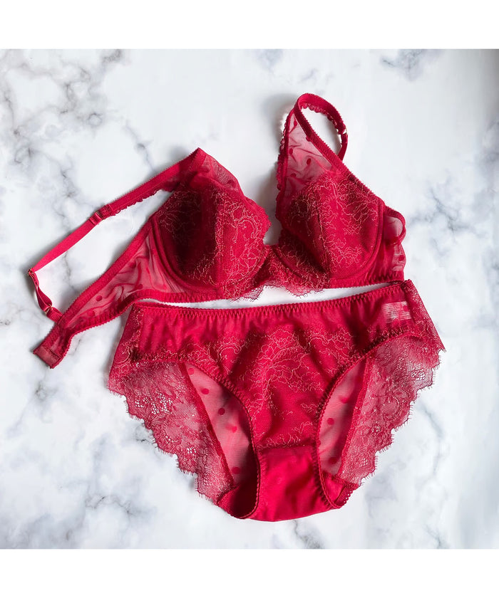 Polka Dot Underwire Bra | Berry