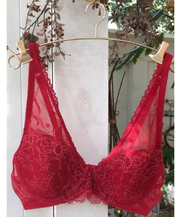 Polka Dot Underwire Bra | Berry