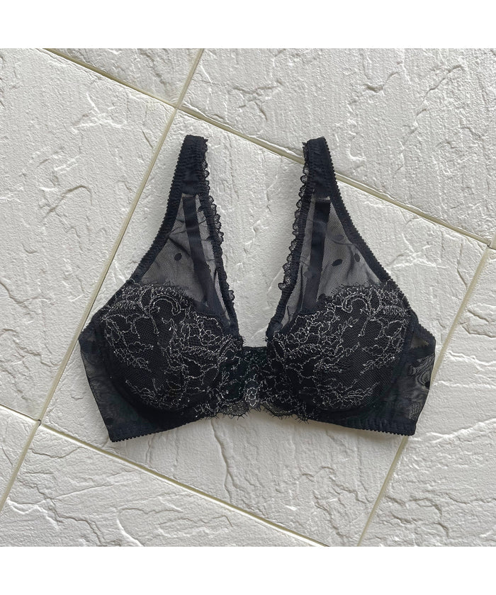 Polka Dot Underwire Bra | Black