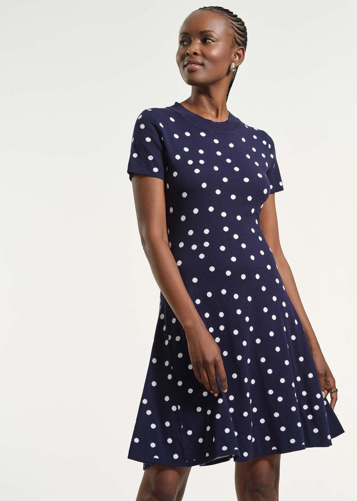 Polkadot Flare Knit Dress