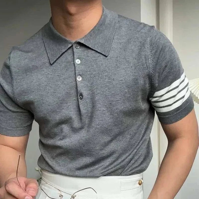 Polo casual slim fit summer t-shirt - AntoniosClothing - Gray
