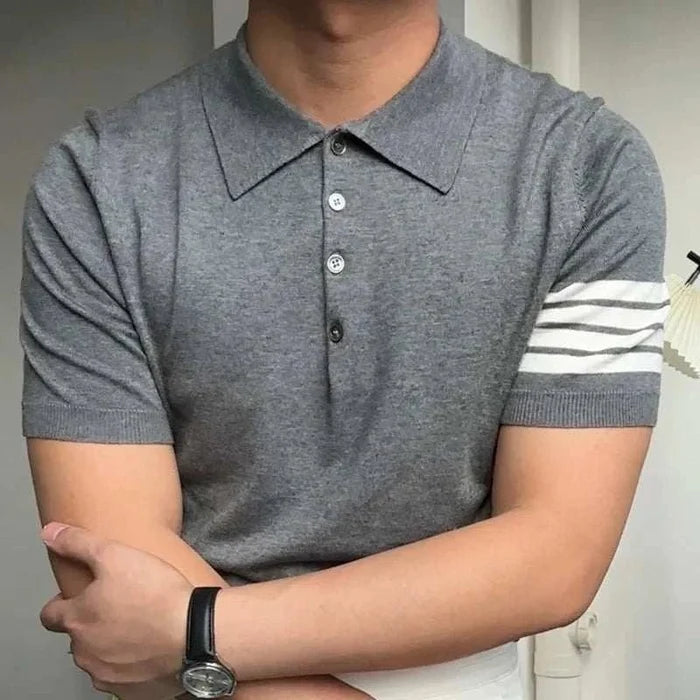 Polo casual slim fit summer t-shirt - AntoniosClothing - Gray