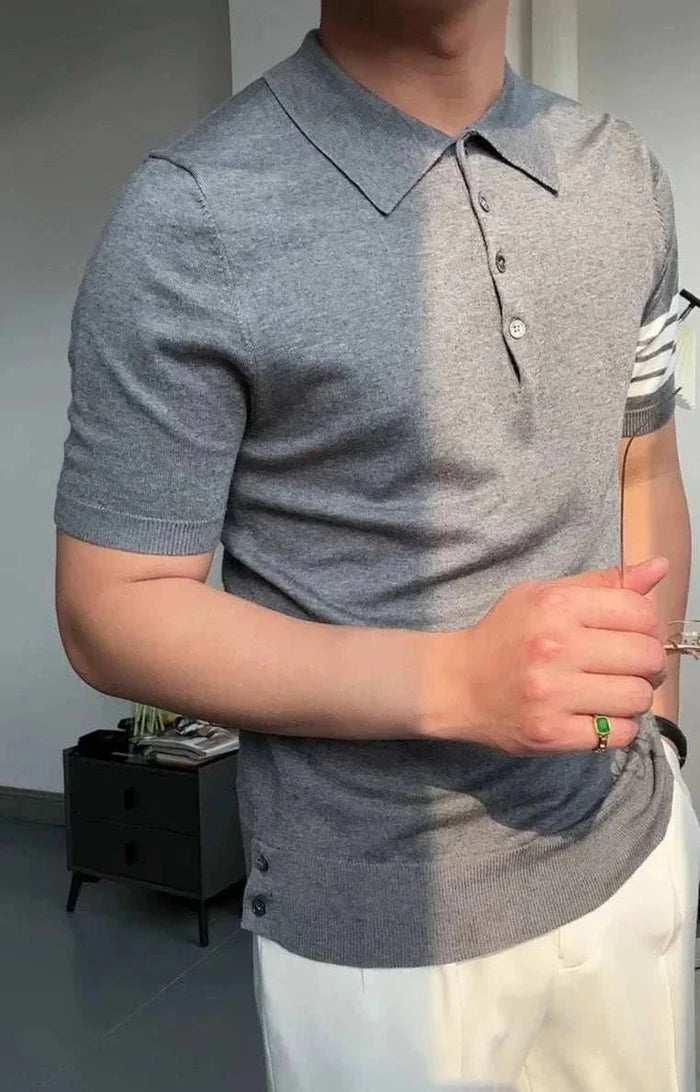 Polo casual slim fit summer t-shirt - AntoniosClothing - Gray