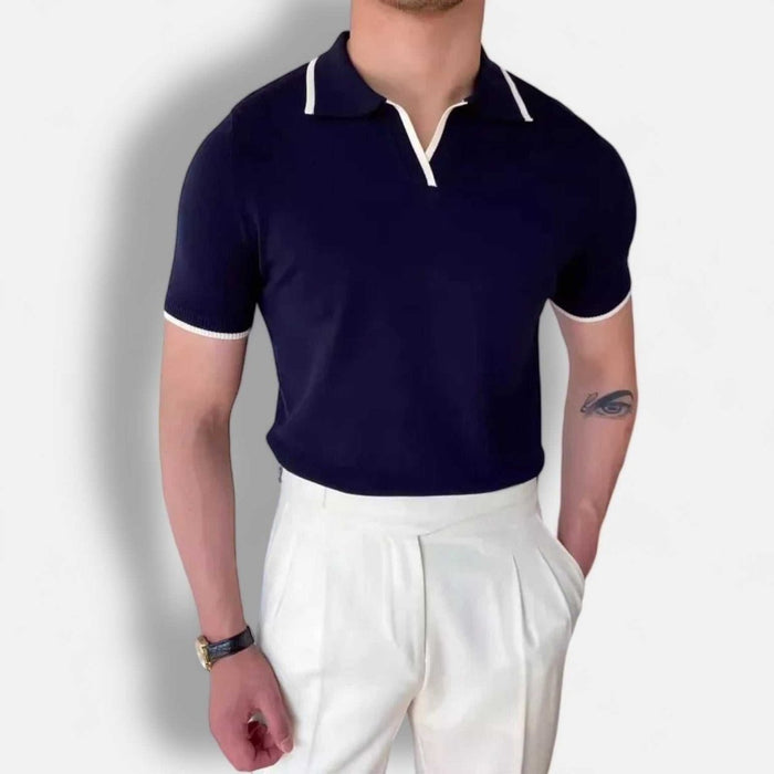 Polo collar relaxed fit t-shirt - AntoniosClothing - White