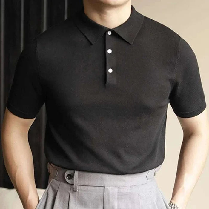 Polo simple casual t-shirt - AntoniosClothing - Black