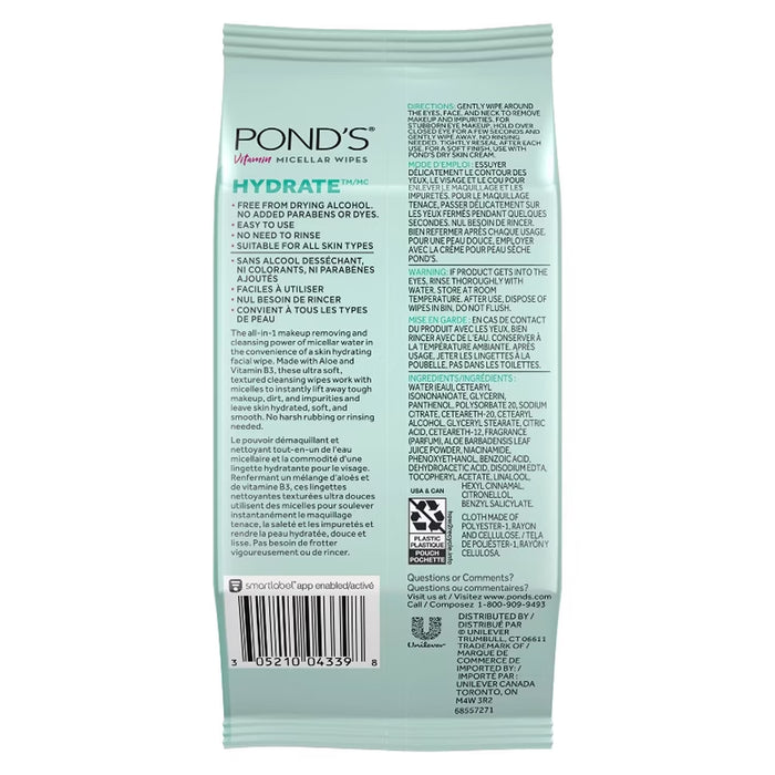 POND'S Vitamin Micellar Facial Wipes - 25 Ct - 12 Pack