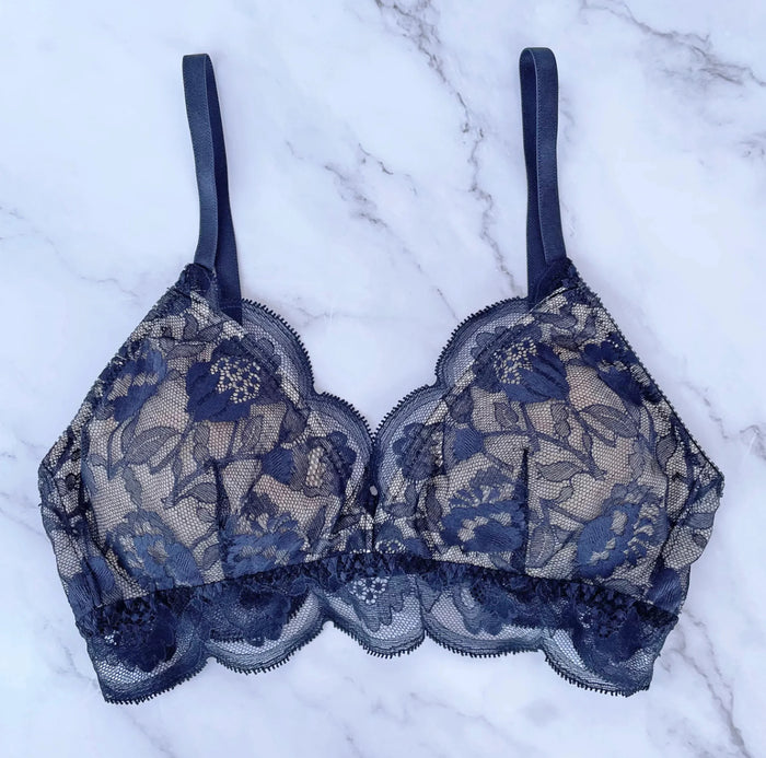 Protea Triangle Bralette | Navy