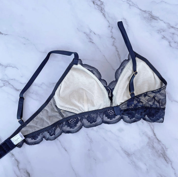 Protea Triangle Bralette | Navy