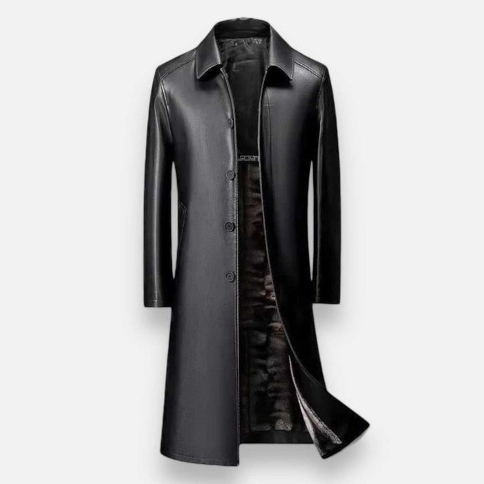 PU Leather french coat - AntoniosClothing - Black