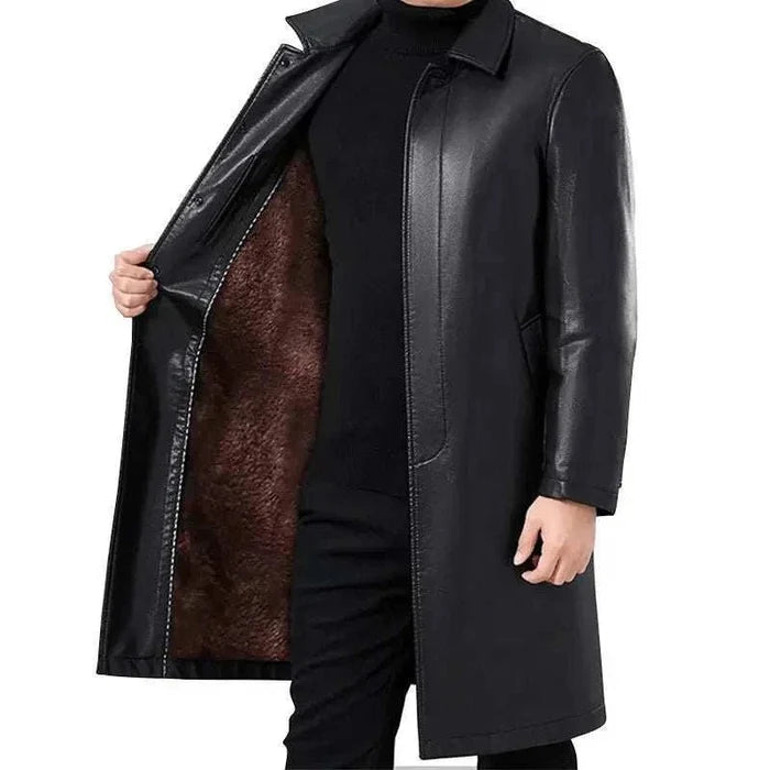 PU Leather french coat - AntoniosClothing - Black