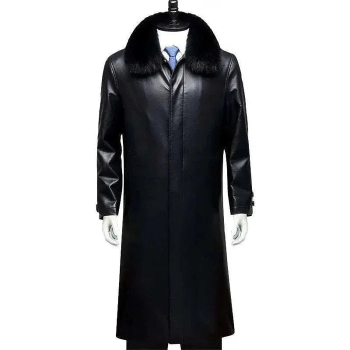 PU Leather french coat - AntoniosClothing - Black