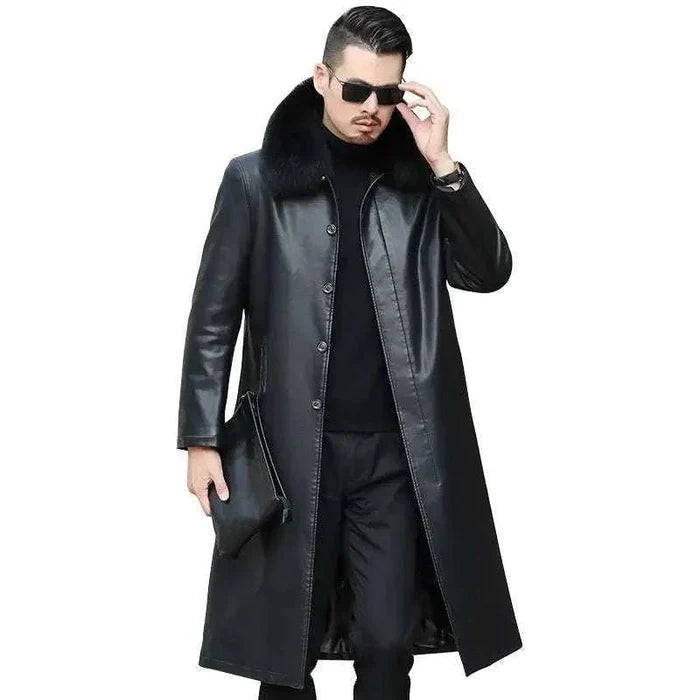 PU Leather french coat - AntoniosClothing - Black