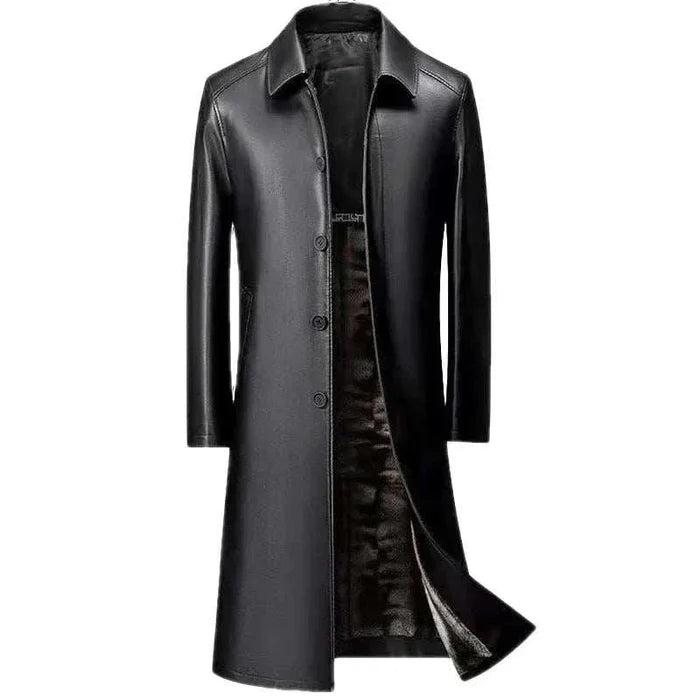 PU Leather french coat - AntoniosClothing - Black