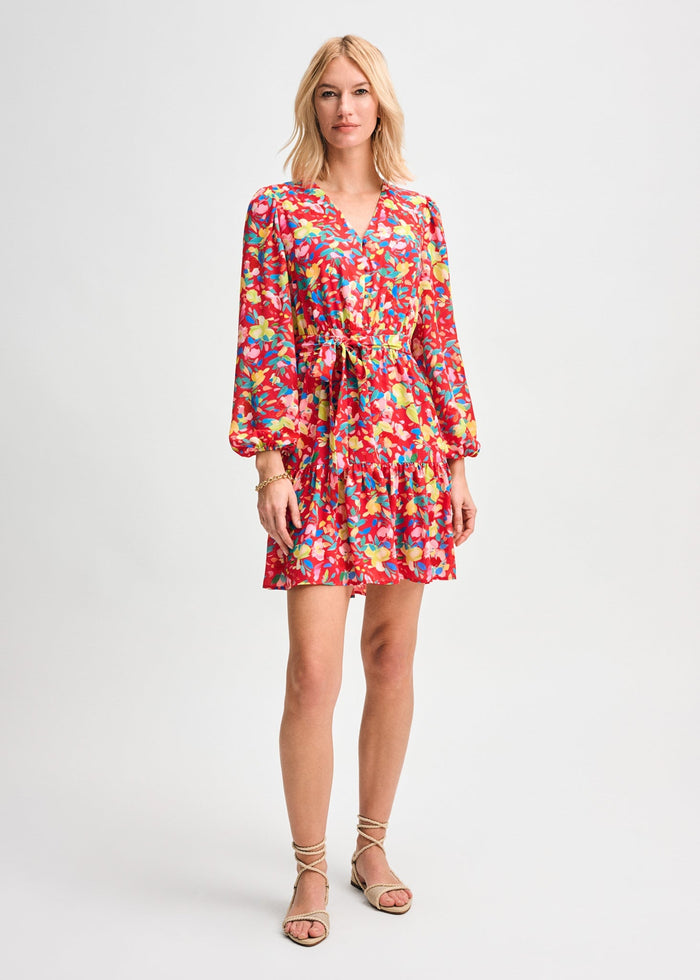 Puff Sleeve Swingy Belted Dress