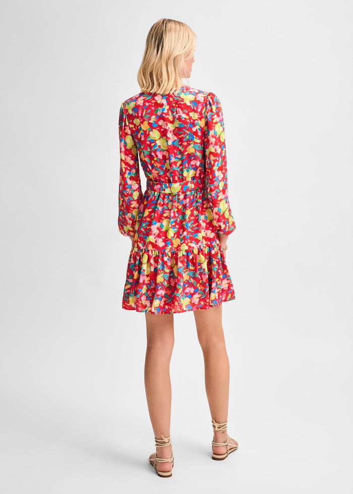 Puff Sleeve Swingy Belted Dress