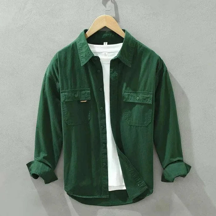 Pure cotton casual spring shirt - AntoniosClothing - Green