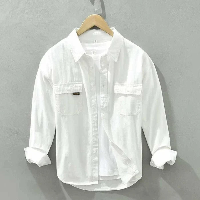 Pure cotton casual spring shirt - AntoniosClothing - White