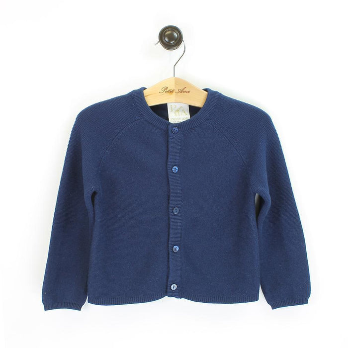 Purl Knit Cardigan - Navy