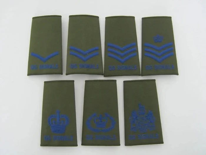 Queens Gurkha Signals Olive Green Rank Slides (Pair) - John Bull Clothing  from  John Bull Clothing