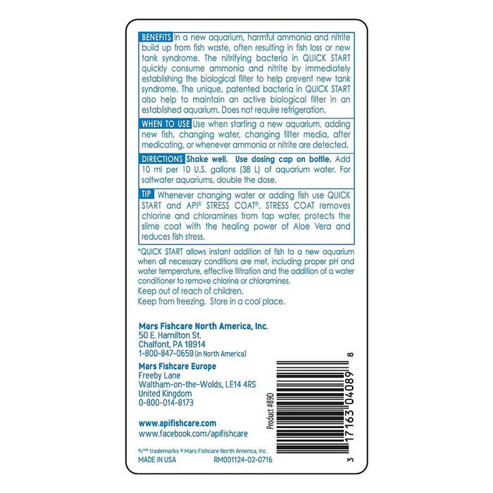 Quick Start Freshwater & Saltwater Water Treatment 8 fl oz