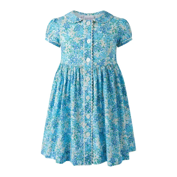 Rachel Riley - Blue Floral Button Front Dress