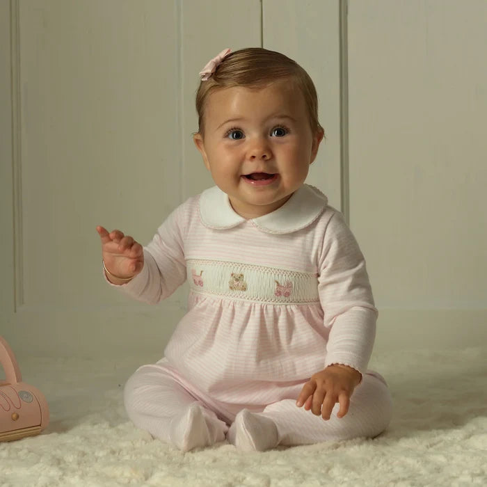 Rachel Riley - Pink Pram Embroidered Babygro