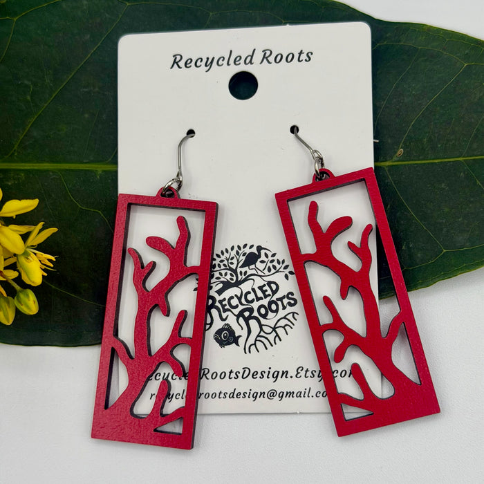 Recycled Roots Coral Earrings