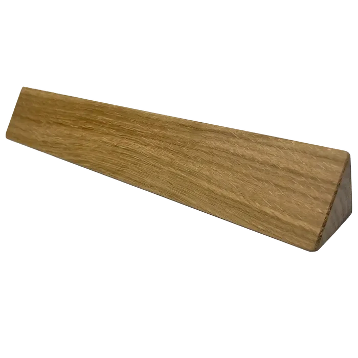 Single oak-finished Toblerone-style wooden block for Regimental Desk Name Plate, designed for durable and elegant desk display. Light Oak from  John Bull Clothing