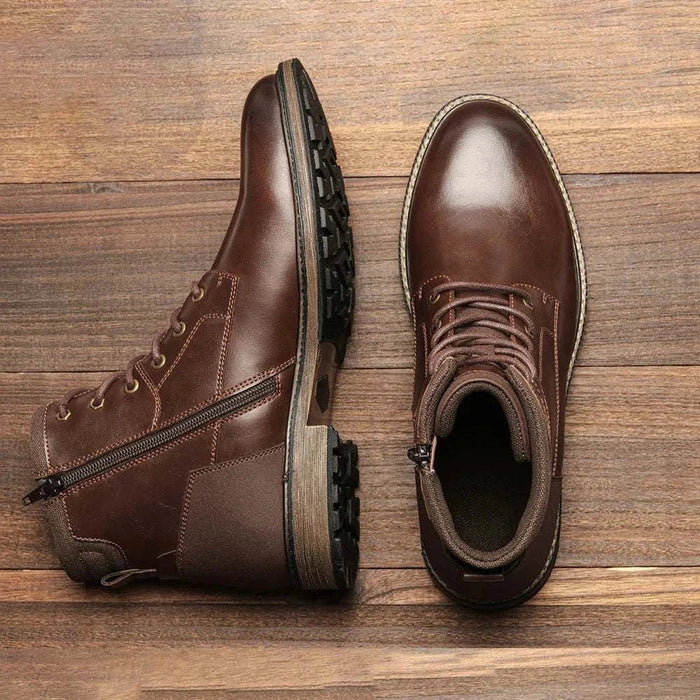 Retro british leather boots - AntoniosClothing - Dark brown