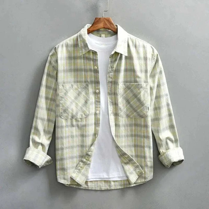 RETRO cotton summer plaid shirt - AntoniosClothing - Green
