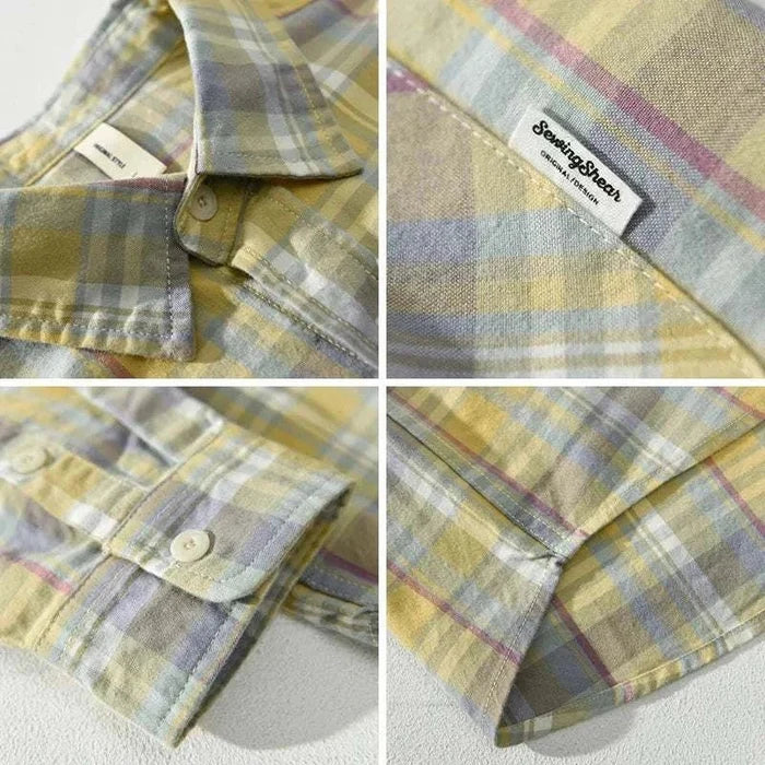 RETRO cotton summer plaid shirt - AntoniosClothing - Green
