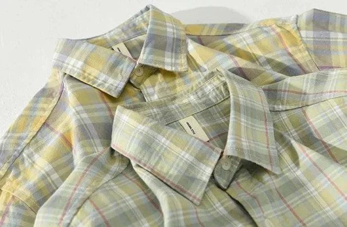 RETRO cotton summer plaid shirt - AntoniosClothing - Green