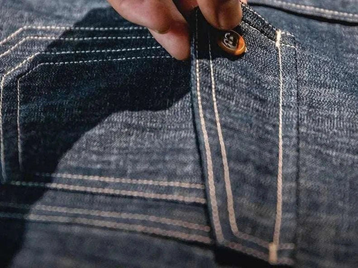 RETRO denim solid long-sleeve shirt - AntoniosClothing - Denim Blue