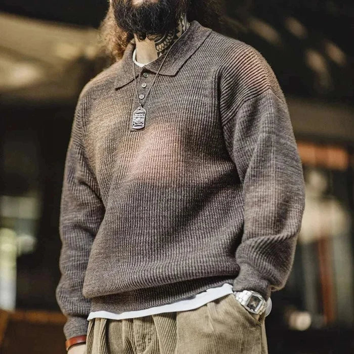 Retro knitted cold season sweater - AntoniosClothing - Coffee
