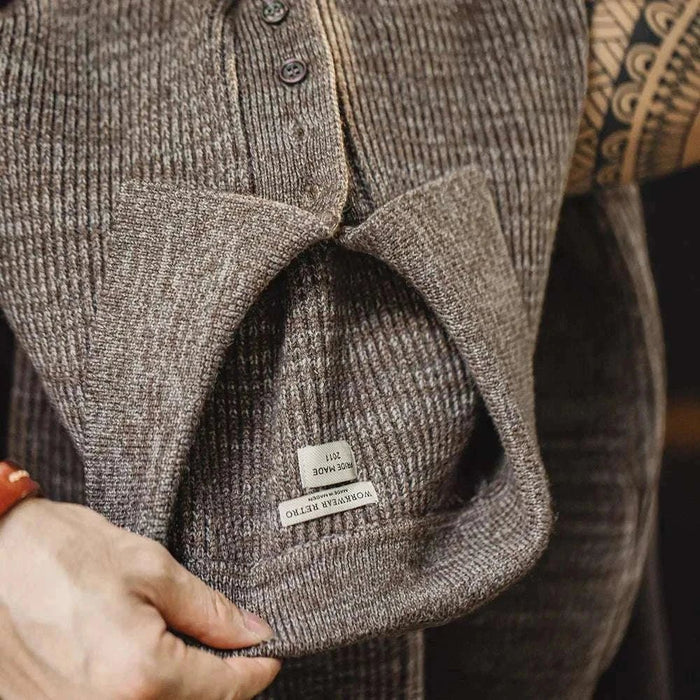 Retro knitted cold season sweater - AntoniosClothing - Coffee