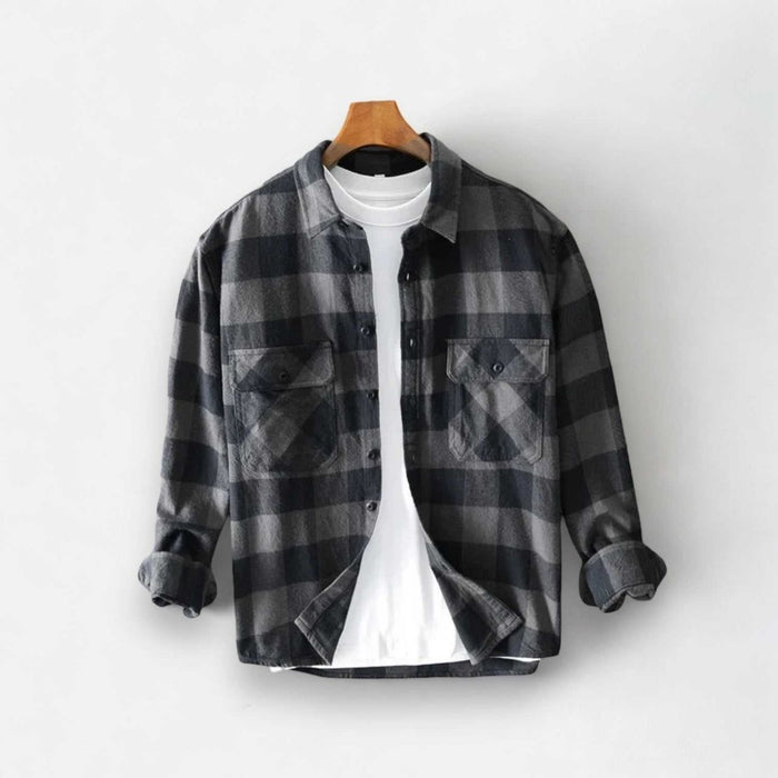 RETRO summer plaid shirt - AntoniosClothing - Dark brown