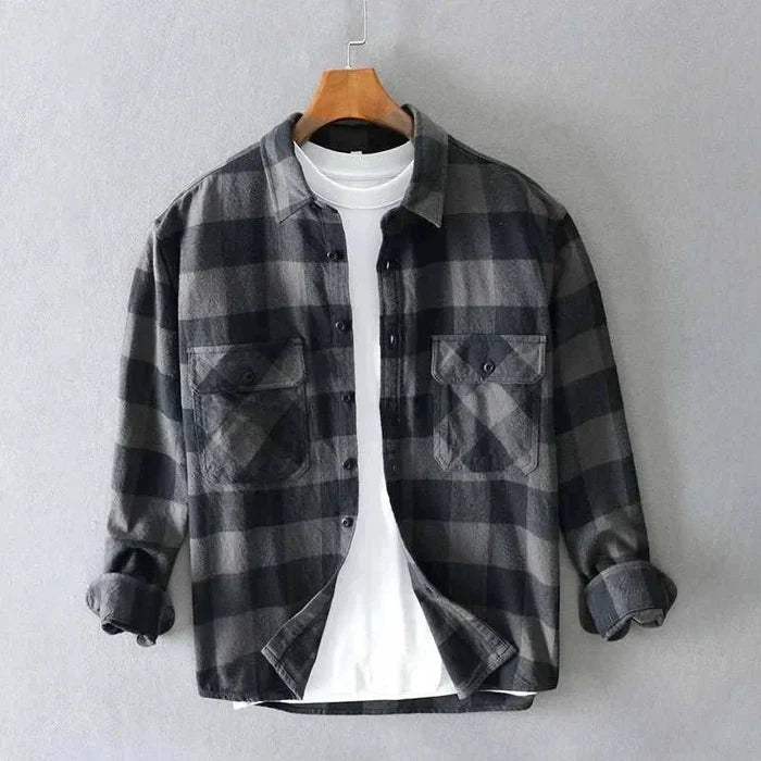 RETRO summer plaid shirt - AntoniosClothing - Gray