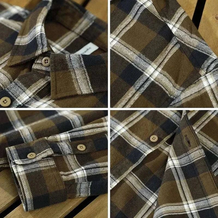 RETRO summer plaid shirt - AntoniosClothing - Dark brown