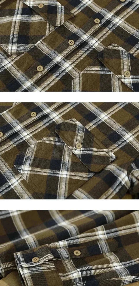 RETRO summer plaid shirt - AntoniosClothing - Dark brown
