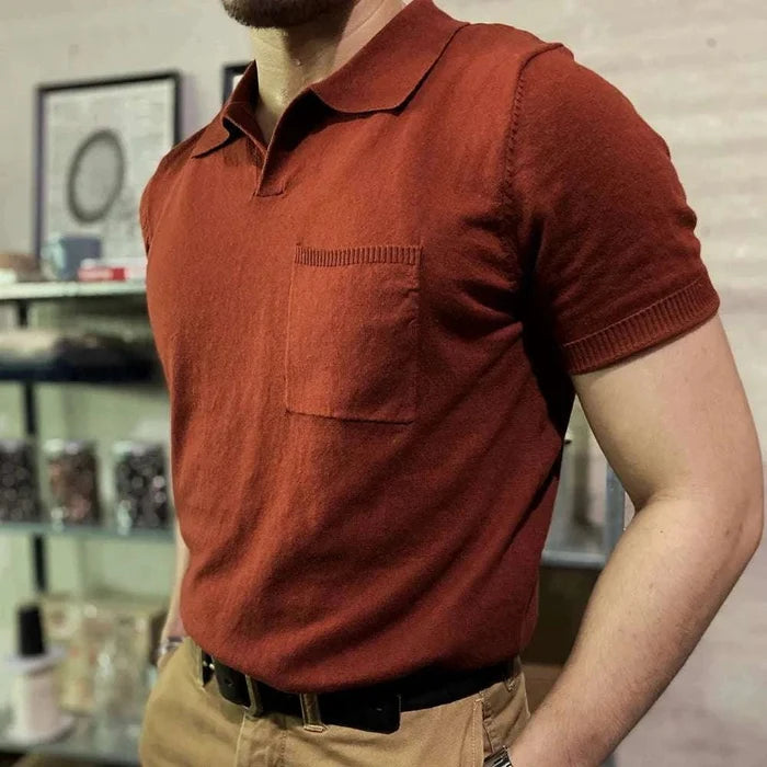Retro elegant summer polo t-shirt - AntoniosClothing - Olive green