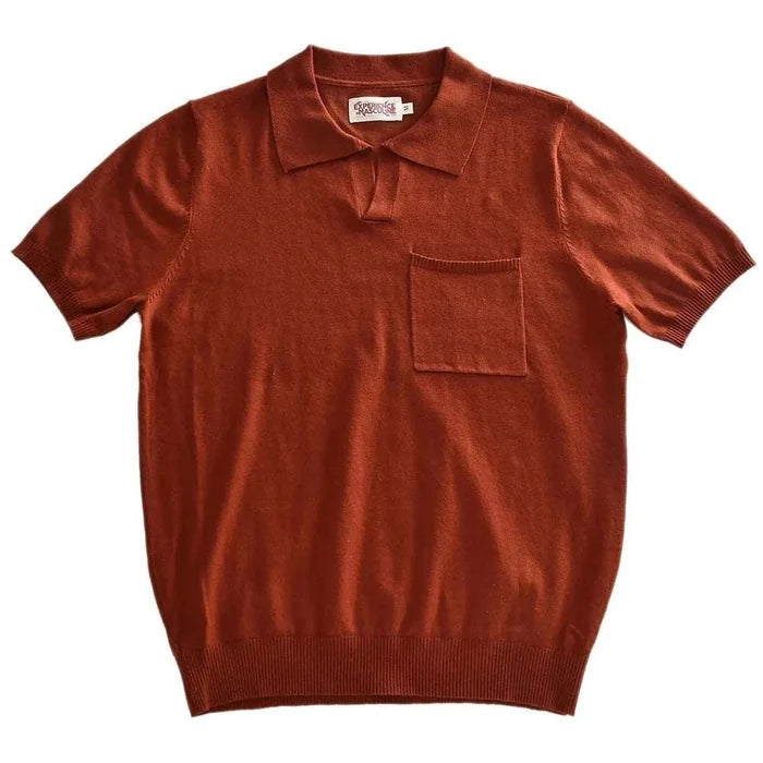 Retro elegant summer polo t-shirt - AntoniosClothing - Olive green