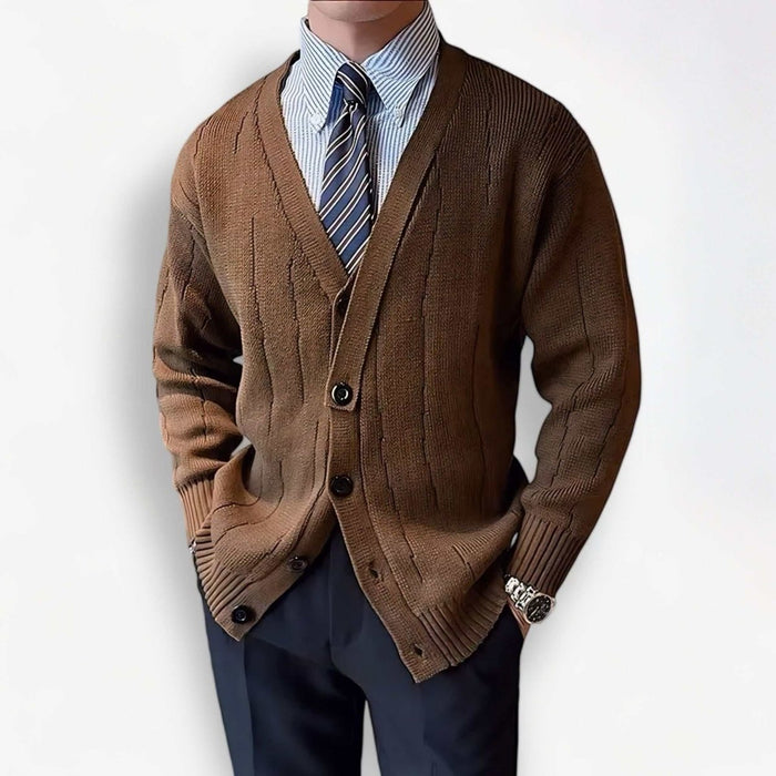Retro v-shape winter cardigan - AntoniosClothing - Brown