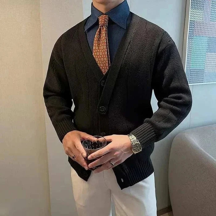 Retro v-shape winter cardigan - AntoniosClothing - Brown